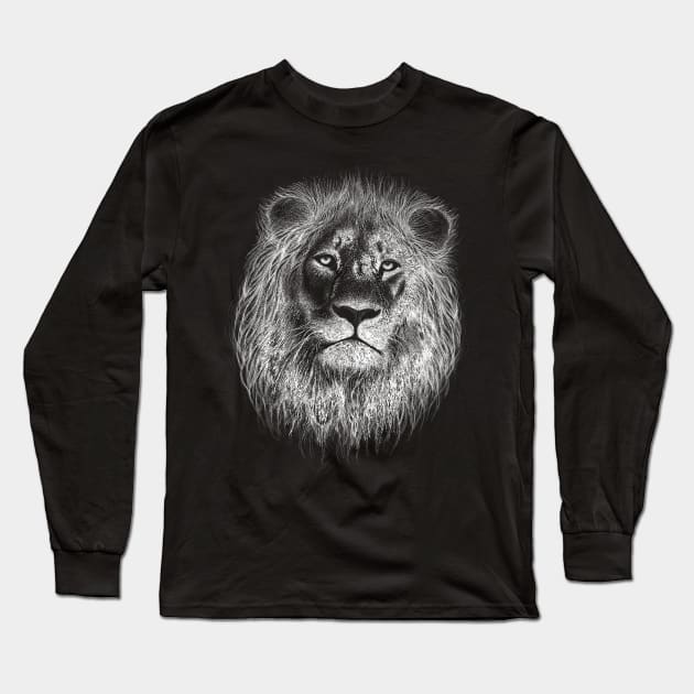 Lion Face Round Long Sleeve T-Shirt by GeeTee